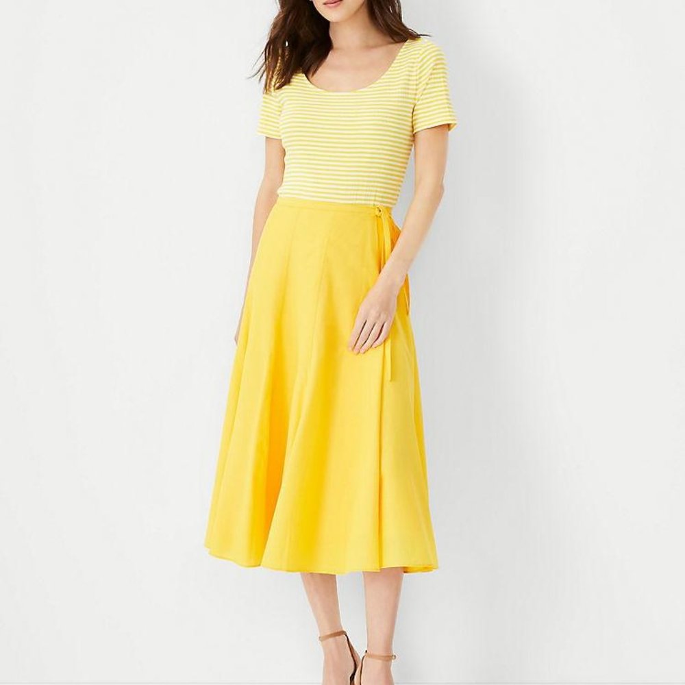 Ann Taylor Petite Tie Waist Godet Skirt New - Picture 3 of 4